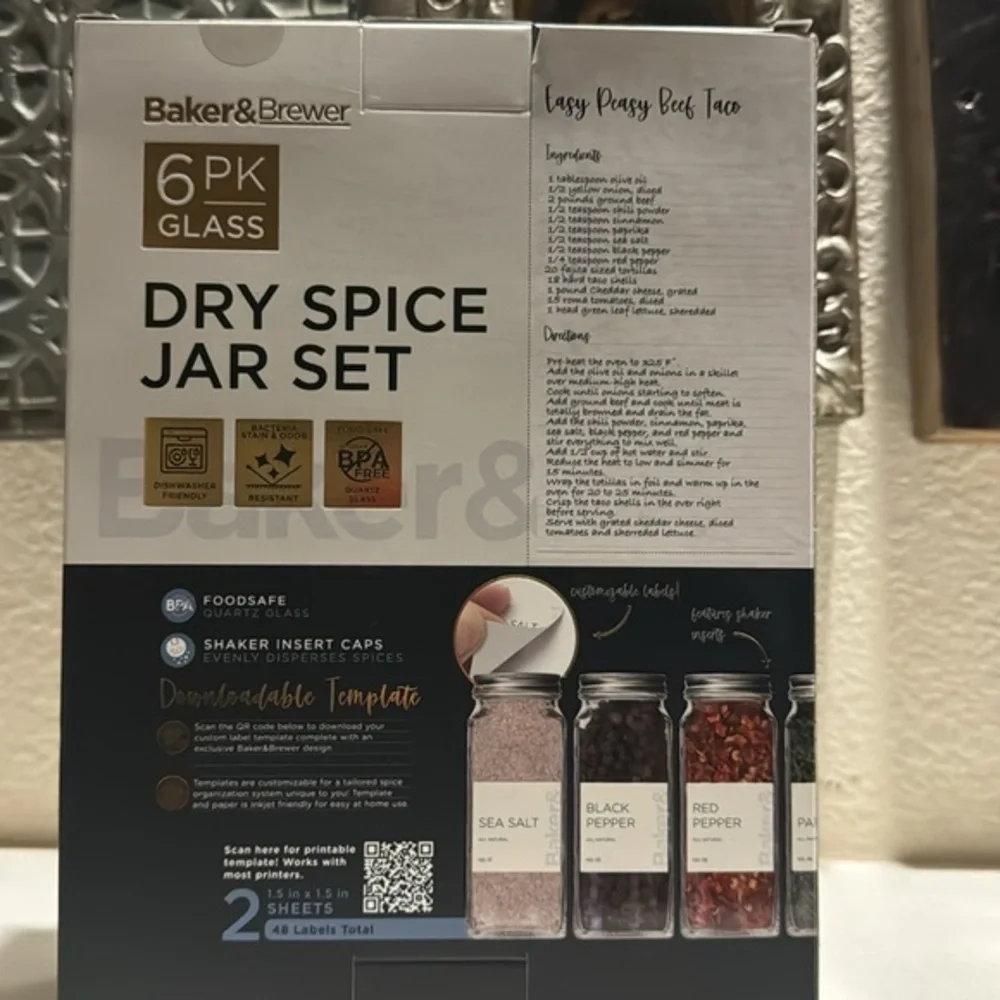 Baker & Brewer Dry Spice Jar Set New‎ In Box